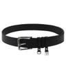 Wide buckle cowhide leather belt [ Black ]
