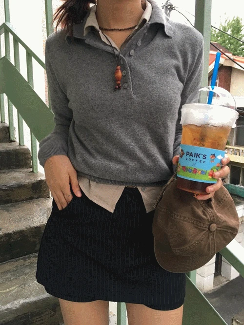 울 단추 베어니트 (3color)