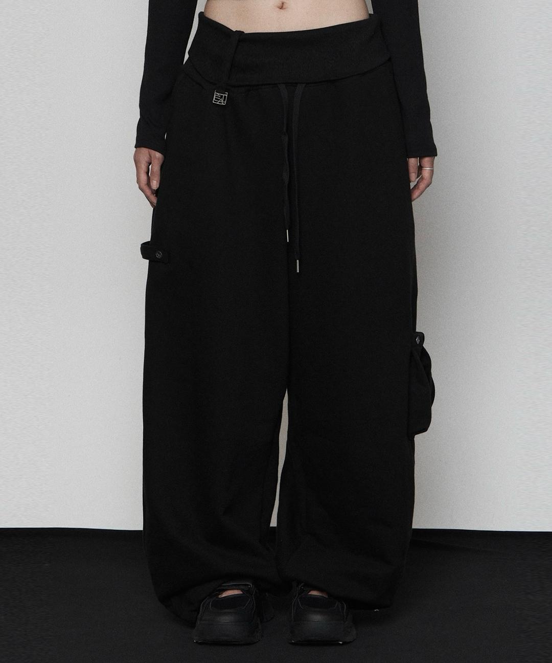 Rib Terry Pocket Sweat Pants (BLACK)