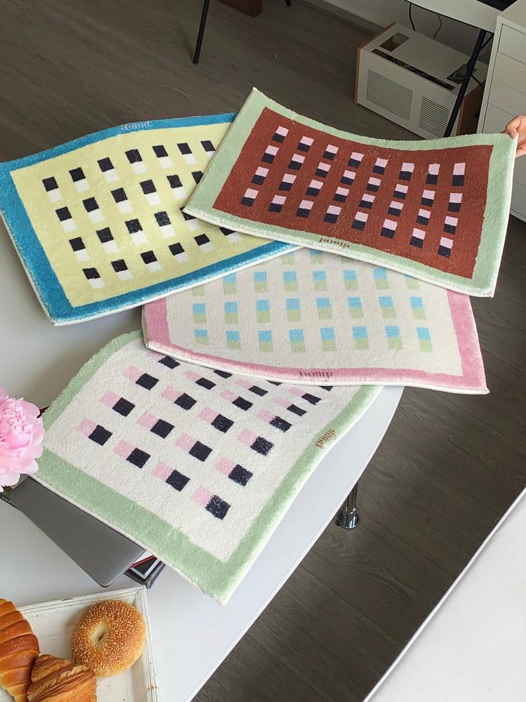 수심 Square Check Rug(4 color) 감성 러그 체크 사각 단모 카펫 침실