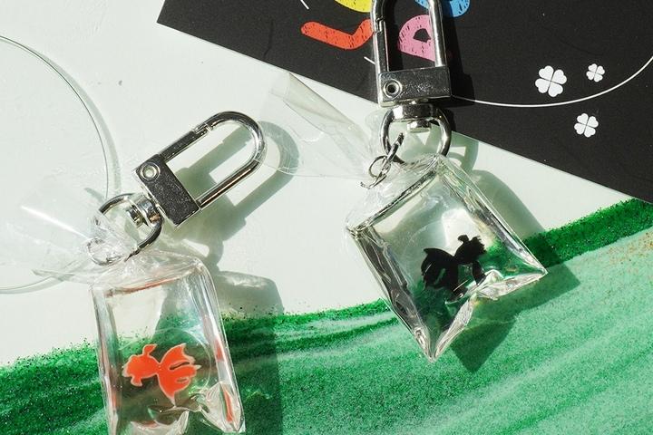 행운의 금붕어 물고기 어항 키링 열쇠고리 줄키링