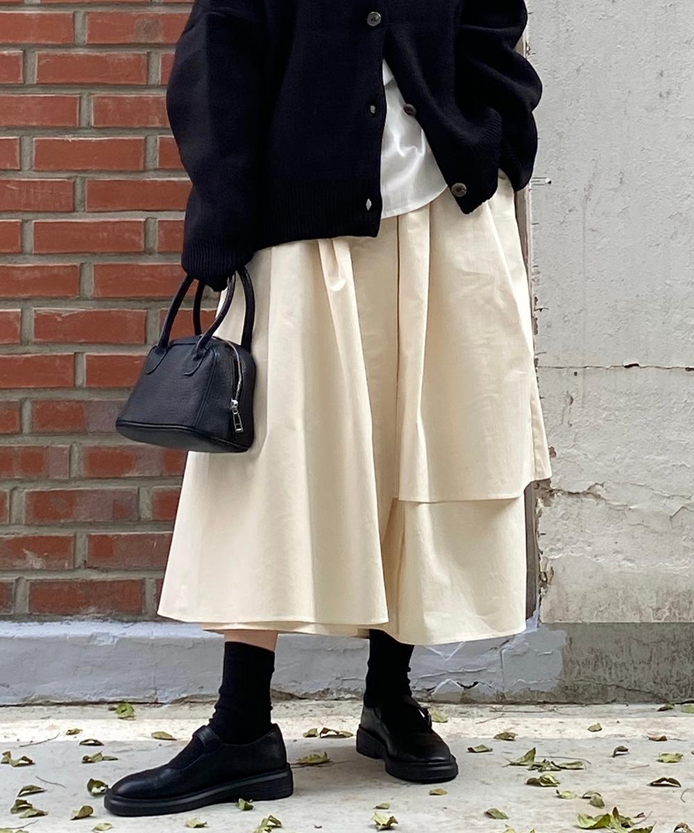 리치 언발란스 스커트 (cream)(3colors)