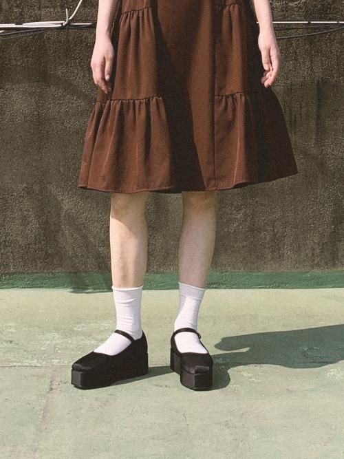 발레 메리제인 플랫폼 슈즈(블랙새틴)