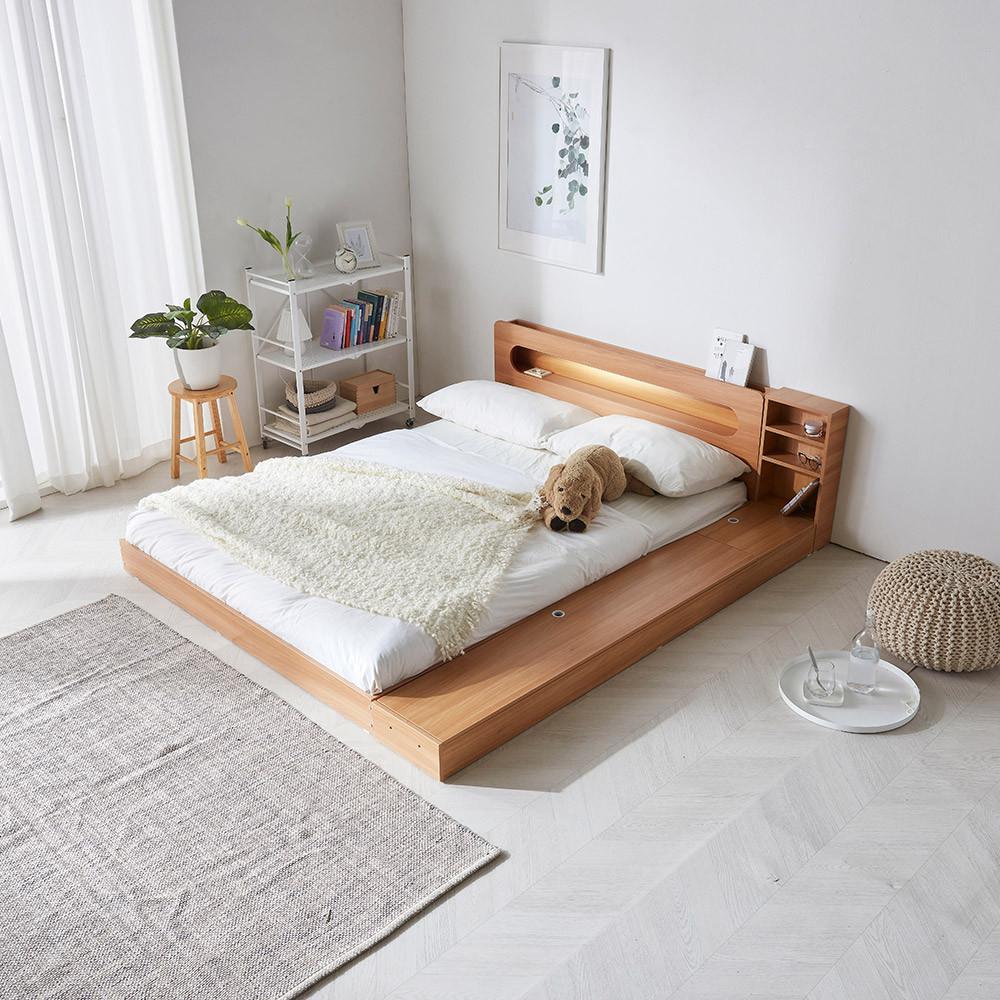 파로마 LED조명 저상형 수납침대 낮은침대 프레임 SS Q 매트리스 선택