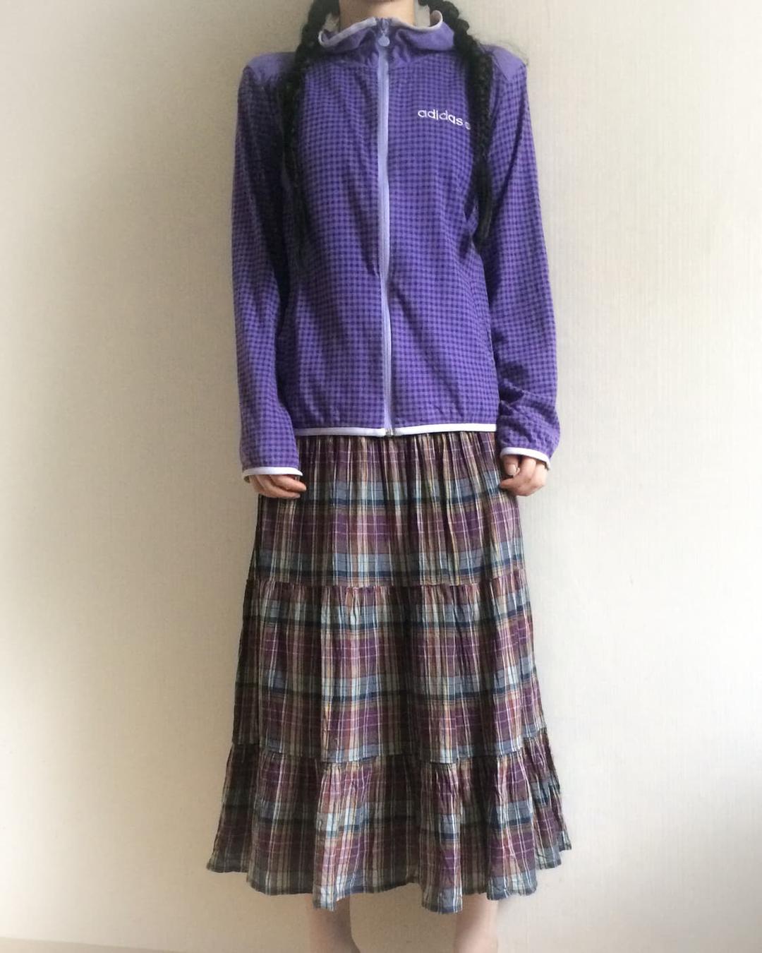 Adidas check pattern hood zip up | 후루츠패밀리