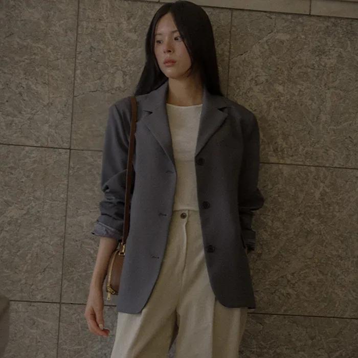 Essential 3-button blazer_Gray