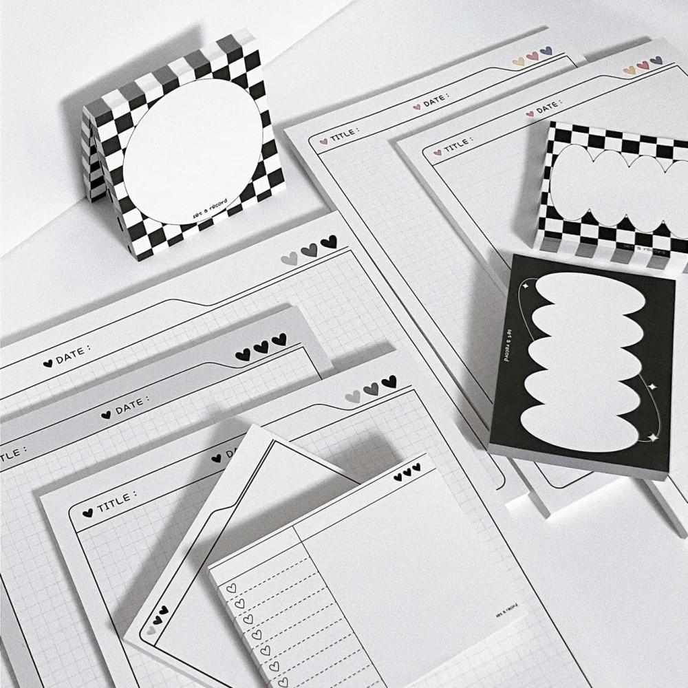 셋어레코드 무채색 노트패드 모눈노트 떡메모지