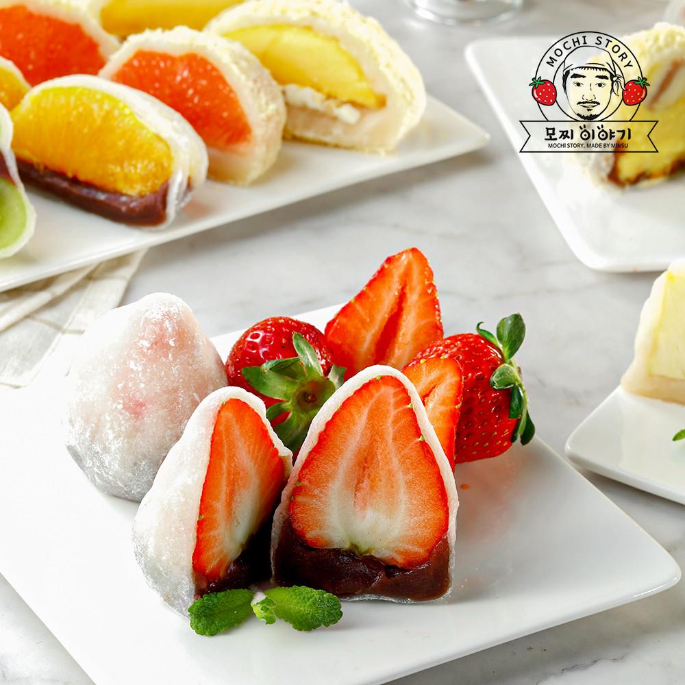 [모찌이야기] 국내산 찹쌀로 만든 수제 생과일 찹쌀떡 4개 세트 과일모찌