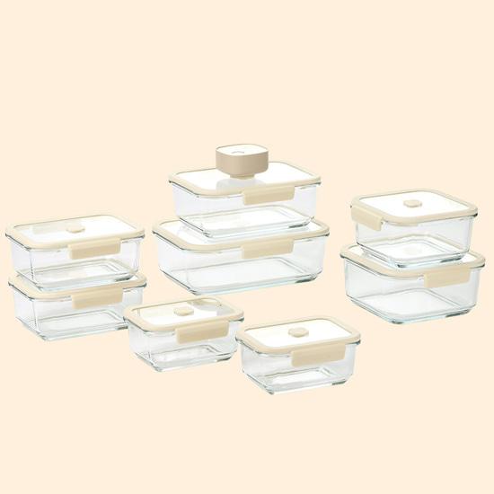 NEW 글라쎄Z 프로 진공 유리 밀폐용기 9종 세트_아이보리