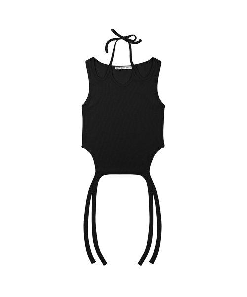 GARTER SLEEVELESS TOP BLACK