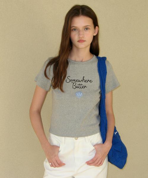 Boucle Shell Logo Top - Grey