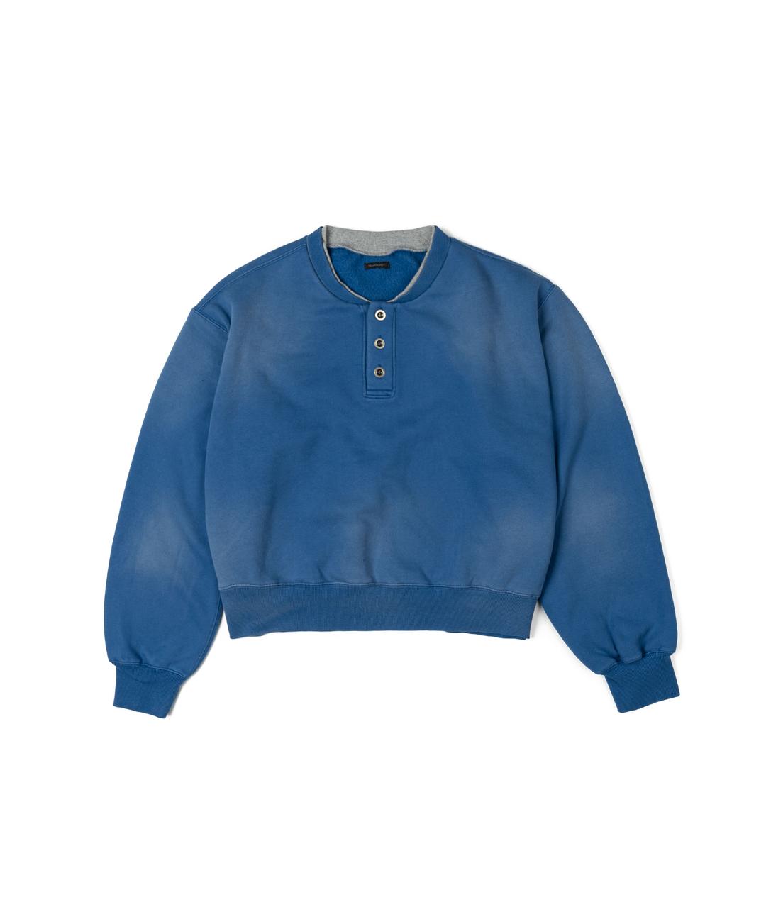 Brushed Henry Neck Sweatshirt (Blue)