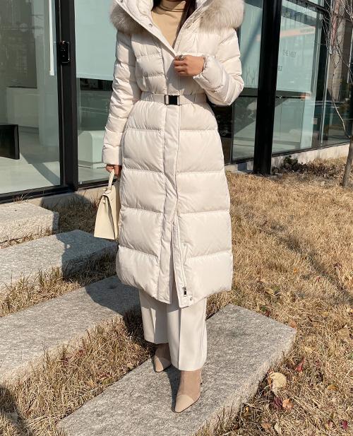 크리스탈 폭스퍼 롱 패딩