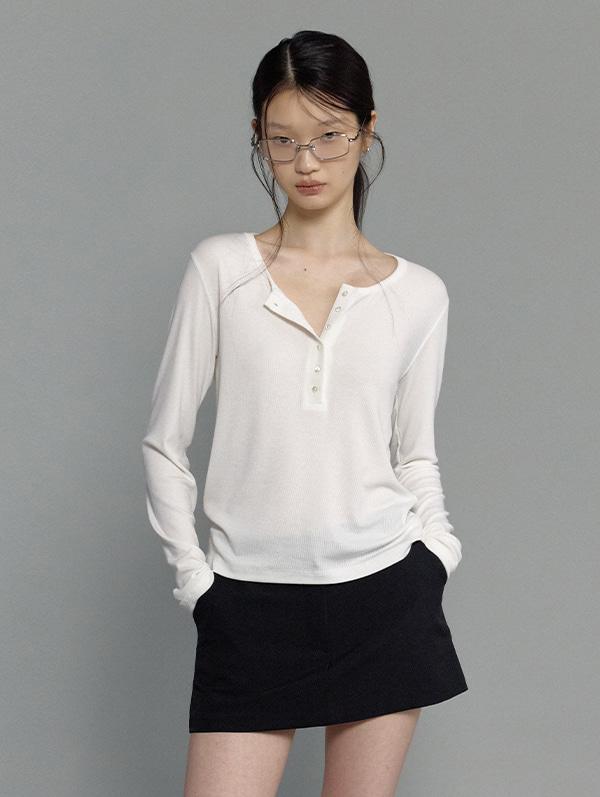 3rd 예약주문 [Essential] Root Henley Neck Tee (Ivory)