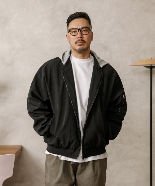 글로우 캐주얼 나일론 옥스포드 후드 점퍼 블랙