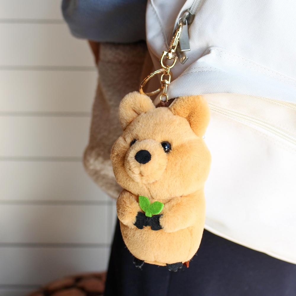 '쿼여워~' 행복한 동물 플러피 쿼카 가방고리 키링 브라운 크림