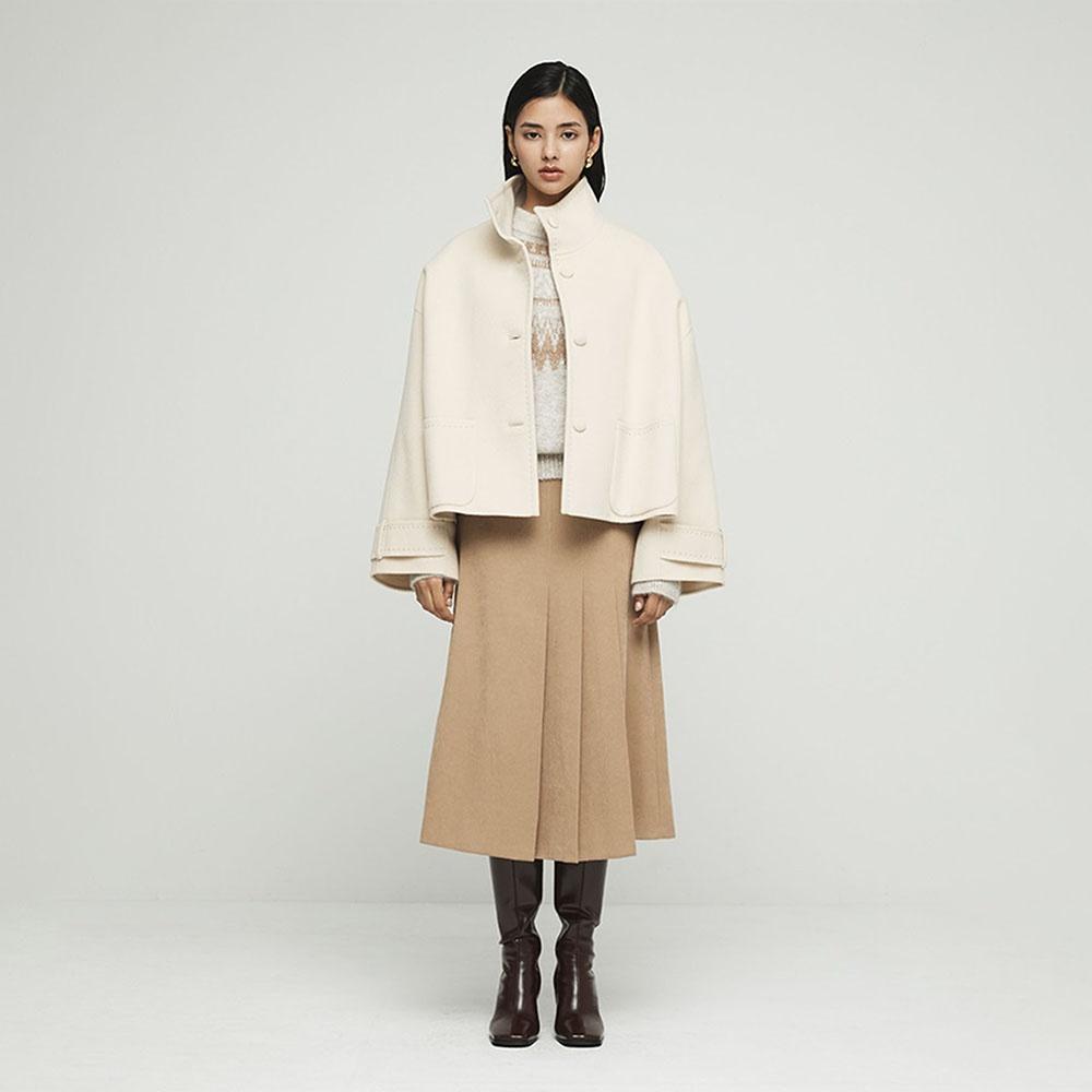 24FW 베일리 하프 케이프 코트 아이보리