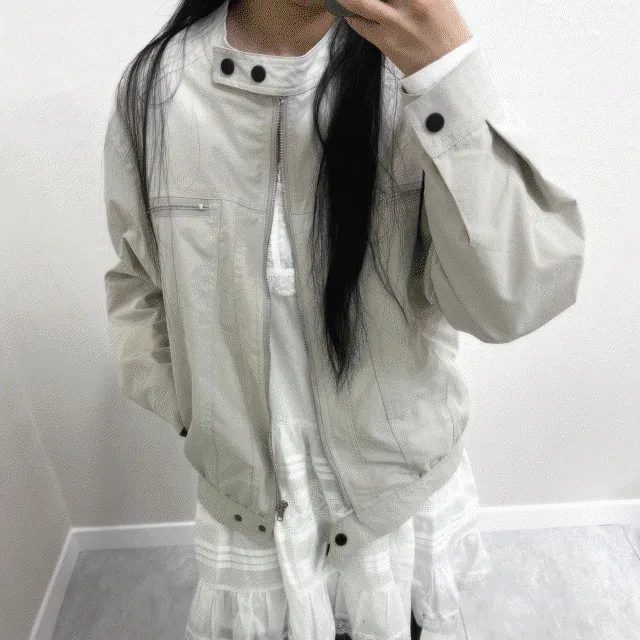 (드디어 재진행!)(흔하지 X) 화이트톤 바이커 자켓 셔츠 white+beige biker jacket