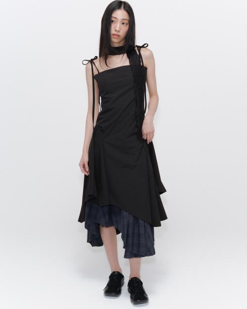 Unbalanced layered one piece BLACK