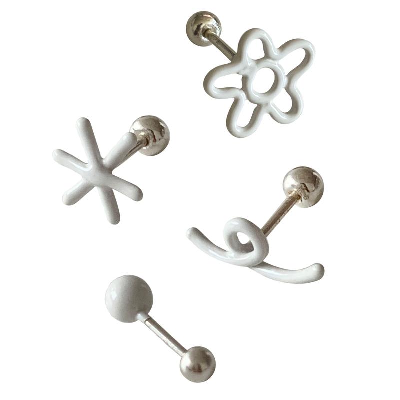 Rainbow doodle piercing (White)