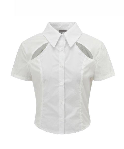 컷 아웃 나일론 셔츠 (화이트)