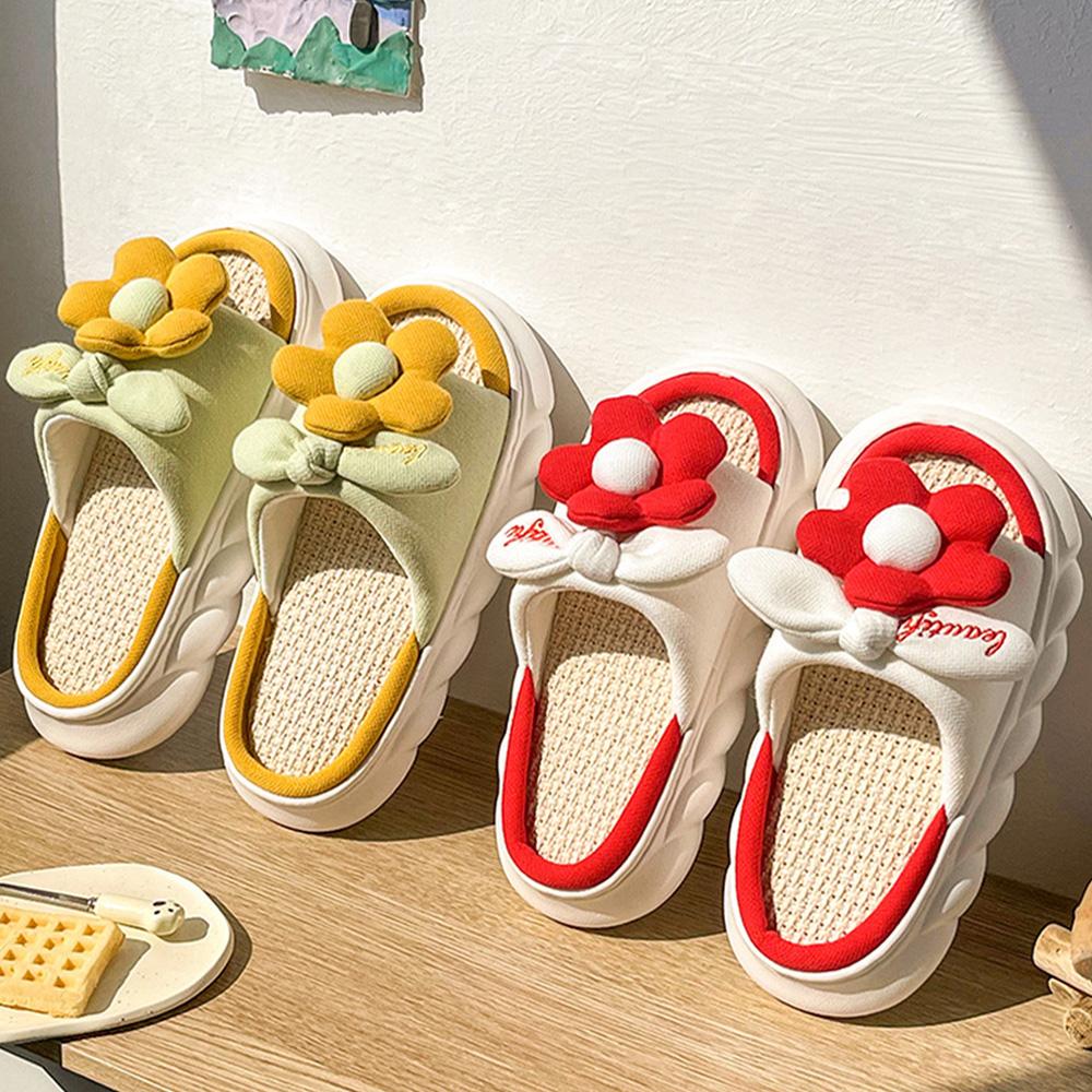 린넨 플라워 사무실 거실 쿠션 실내화