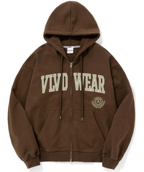 [기모선택] Wearness 헤비테리 후드 집업 브라운