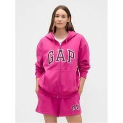우먼 갭 GAP 릴렉스드 갭 GAP 로고 집업 후디 후드티 브라이트 후크시아 핑크 10855542