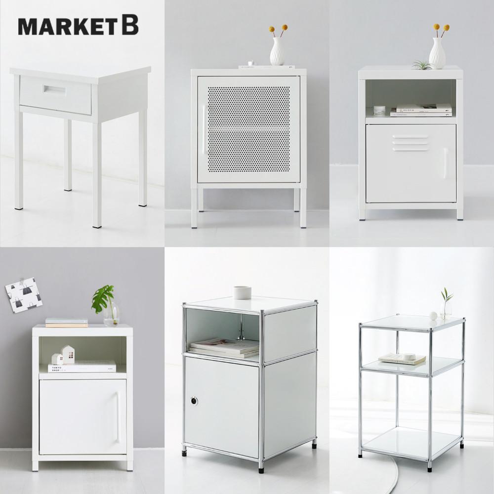 마켓비 침대협탁 철제 미니협탁 침실 철재모듈 침대옆 수납장