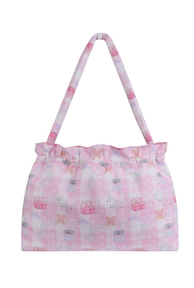 pink check illustration Padding bag-RASPBERRYPIE
