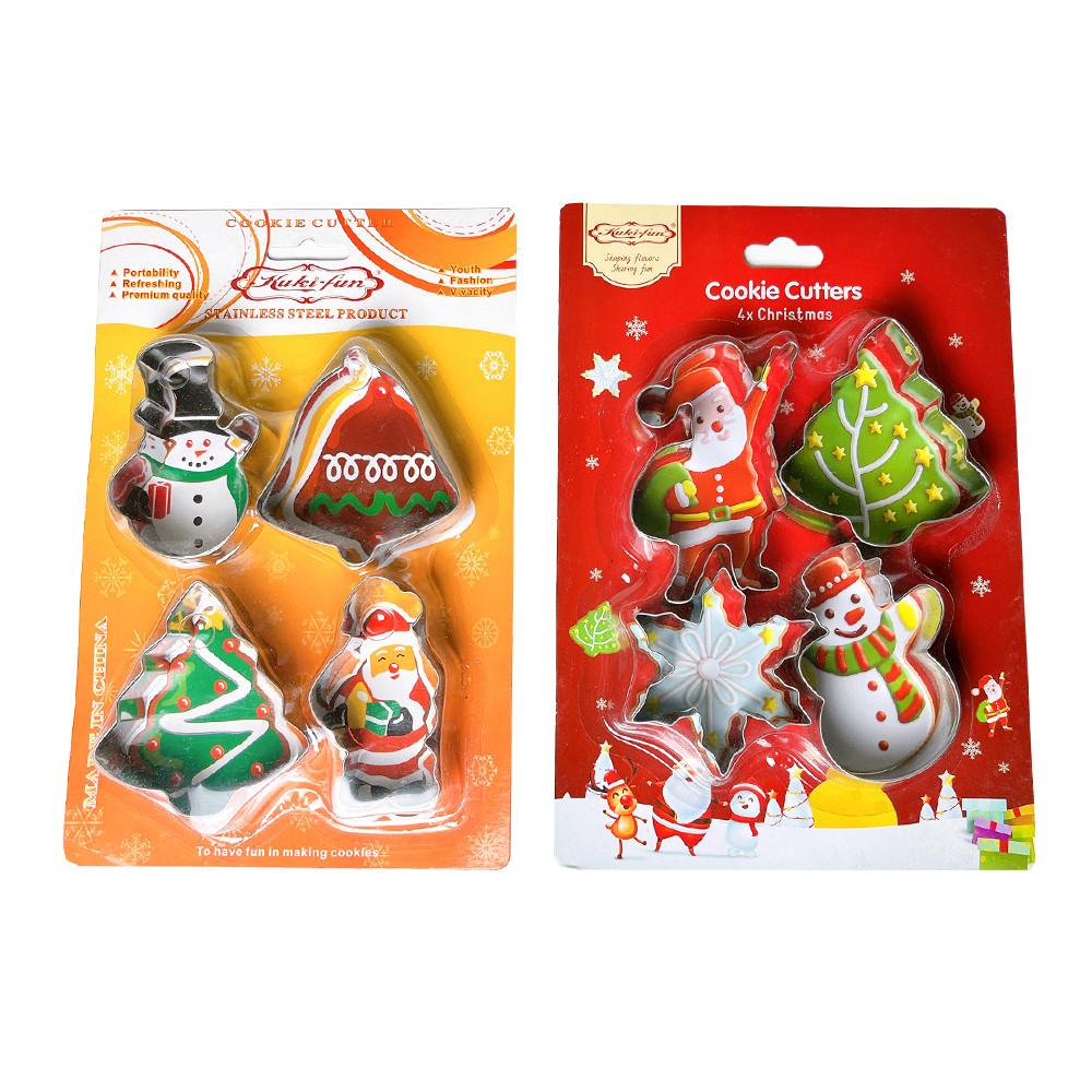 크리스마스 쿠키커터 스텐 4종세트 눈사람 종 트리 눈꽃 산타 모양 쿠키만들기 모양틀