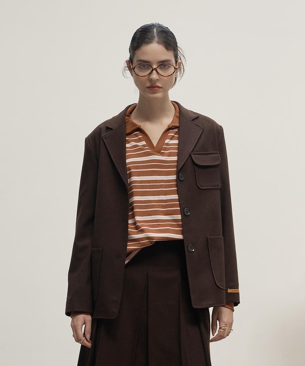 [유튜버 박말뚝/나현/여니하우스 착용] Cargo Pocket Wool 3Button Jacket Brown