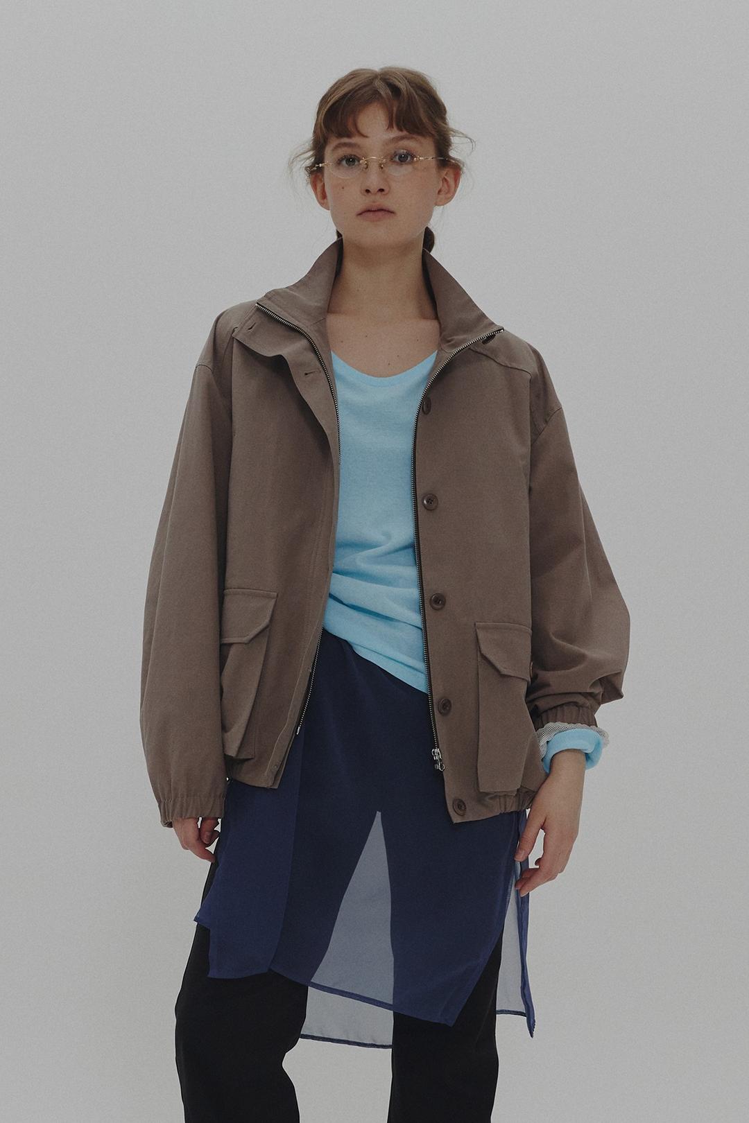 [3/26 예약발송]Cotten high neck utility bomber jacket(ash mocha)(2nd)