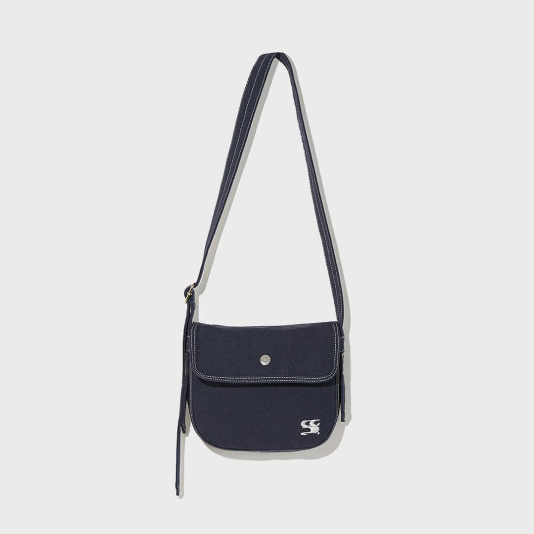 WAVE 로고 심볼 미니 캔버스 크로스백_네이비