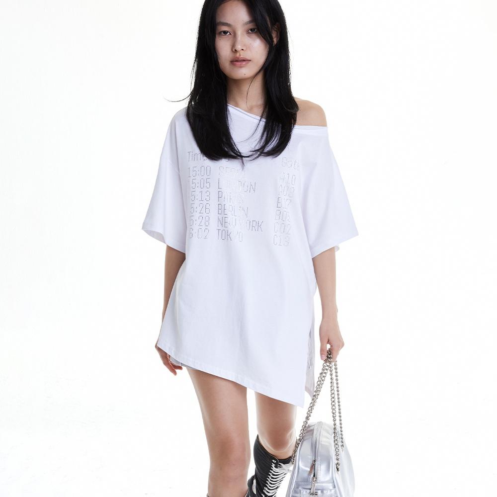 디파쳐 큐빅 언발란스 탑 (화이트)