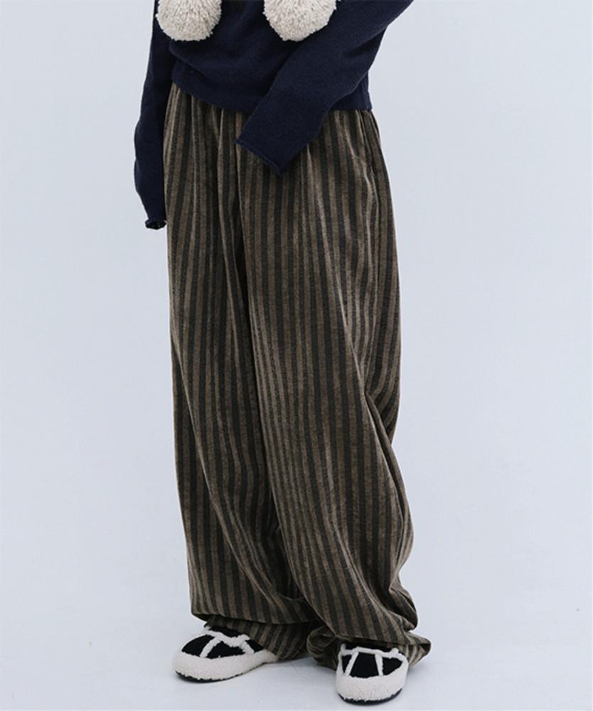 페이드 기모 스트라이프 팬츠 2color