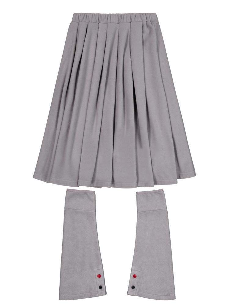 [LOAXUAL] FLEECE MIDI WARMER SKIRT_MELANGE GREY