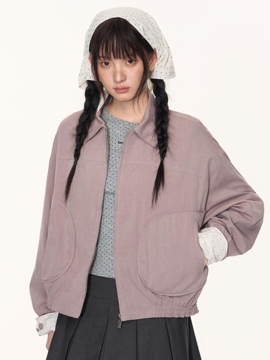 TAKEANAP Oversized Shapable Collar Zip-Up Jacket (2color)