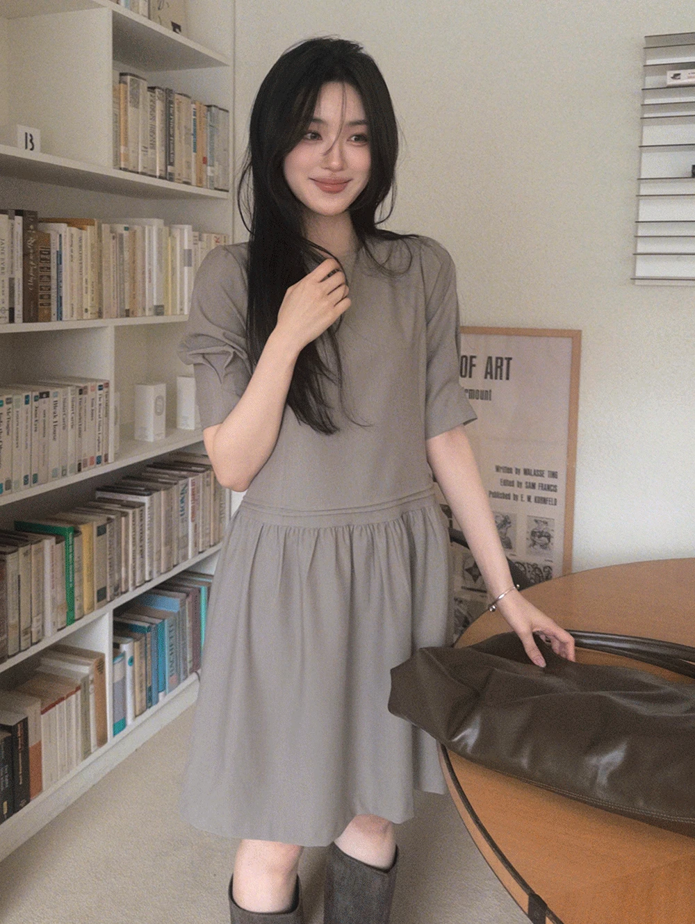 [무료배송] made. 리이브 더블핀주름 5부원피스 - 2 color