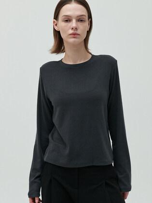 soft wool crop t-shirt_dark gray