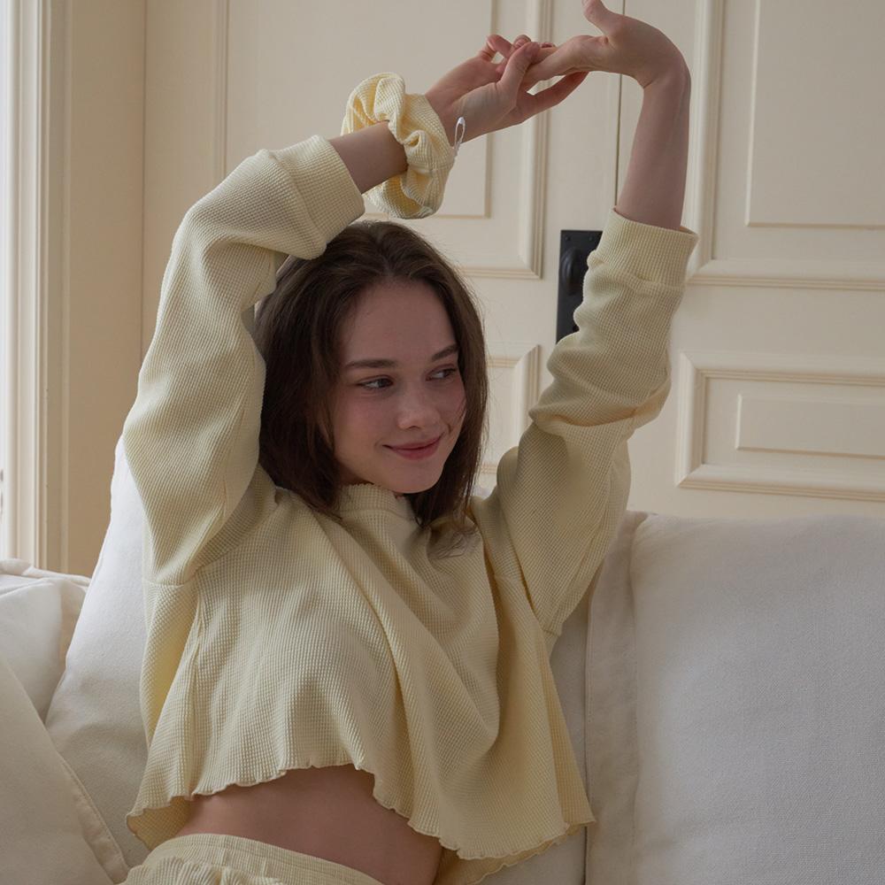 Waffle Cozy Crop Top (2color)