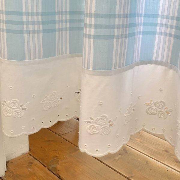 blue lace check fabric