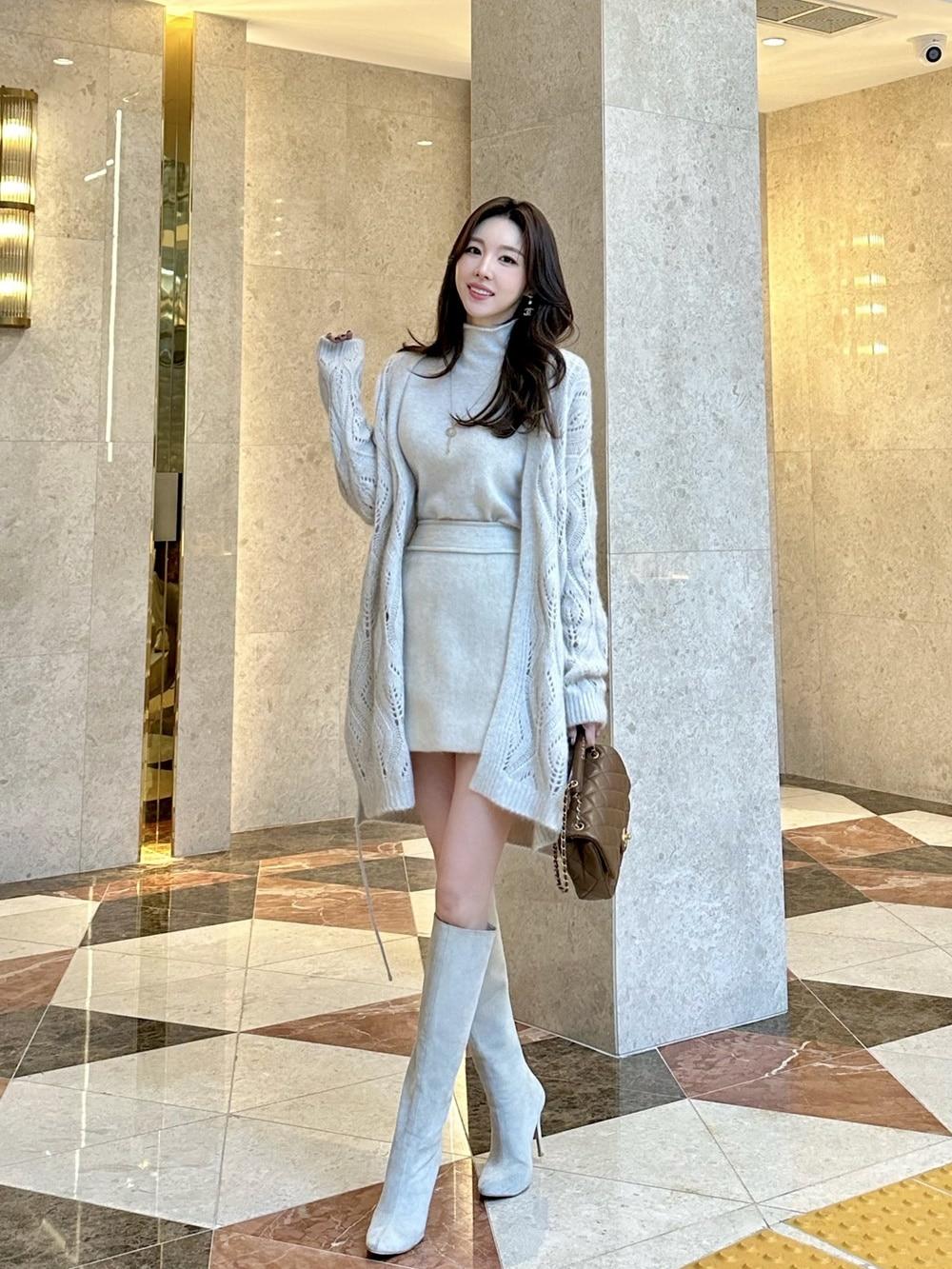 리프 울캐시 카디건 셋업