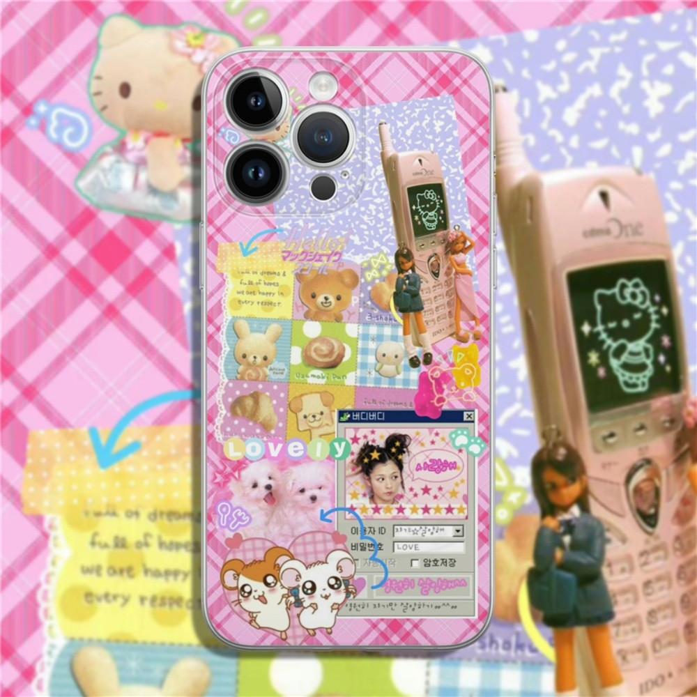 2000년대 감성 아이폰 케이스 버디버디 싸이월드 iPhone 15pro 밀레니엄 핑크