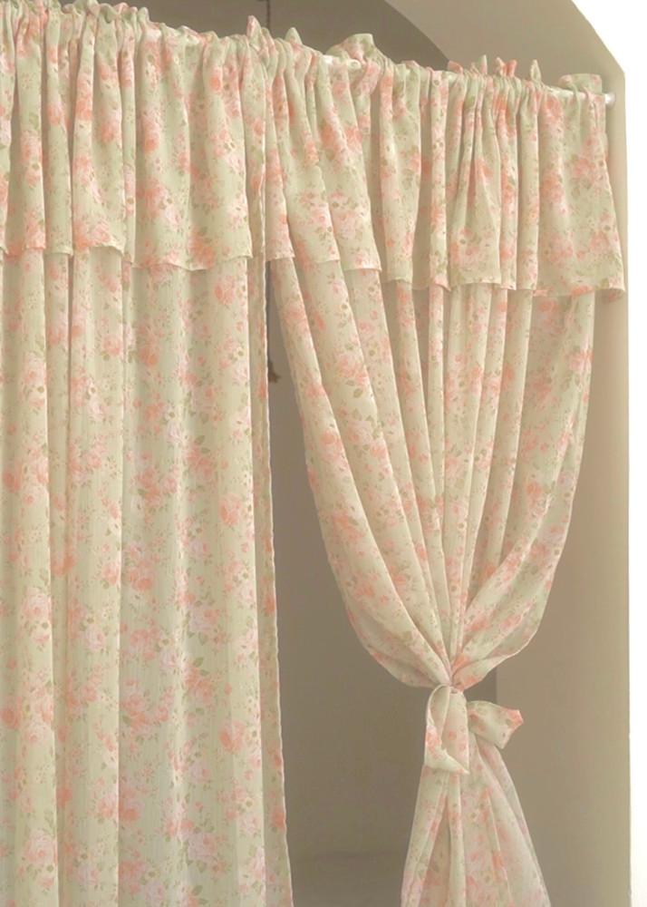 peach mint frill curtain 피치 민트 프릴 플라워 빈티지 커튼 꽃무늬