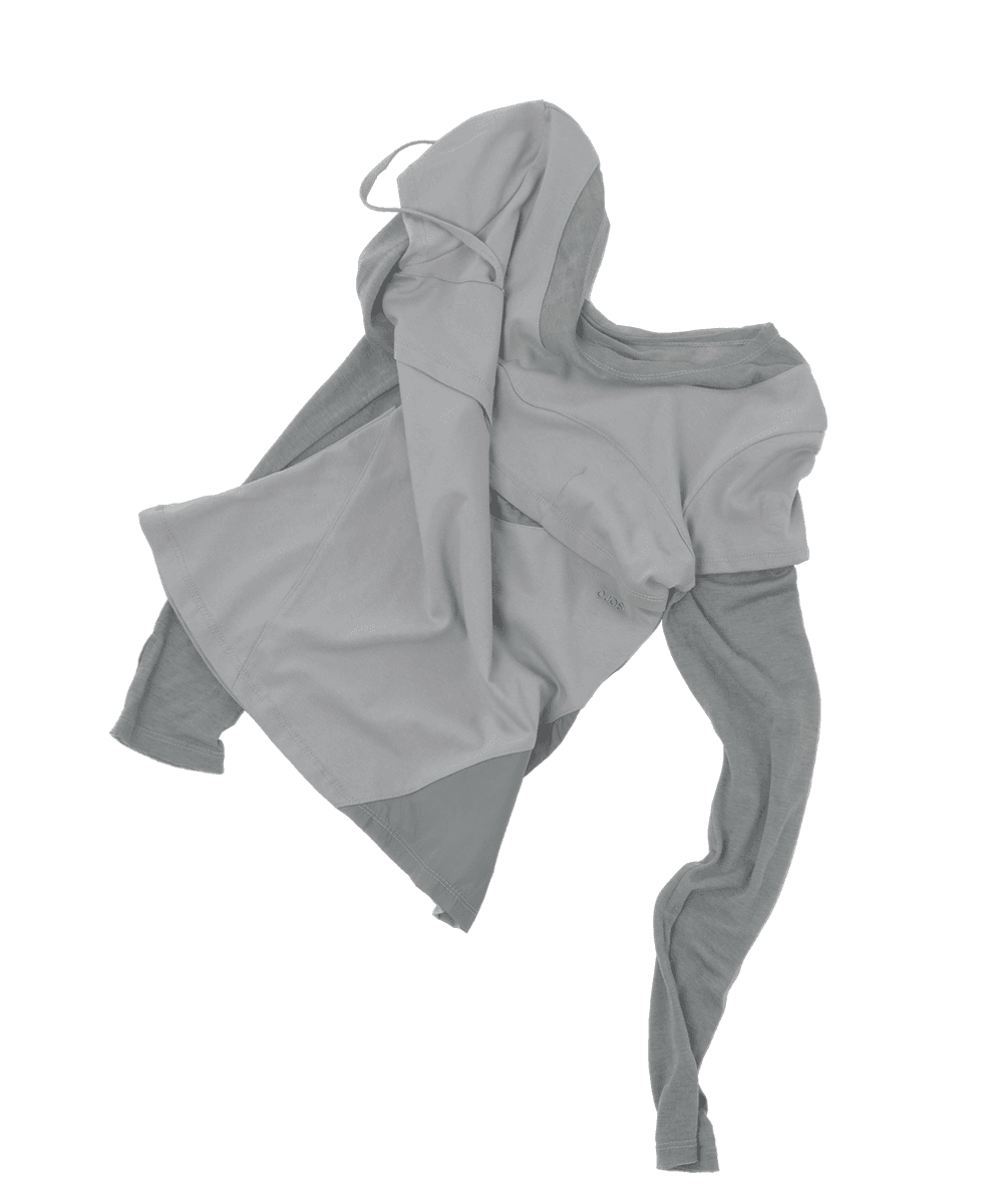 Layered Shoulder Strap Long Sleeves / Khaki Grey