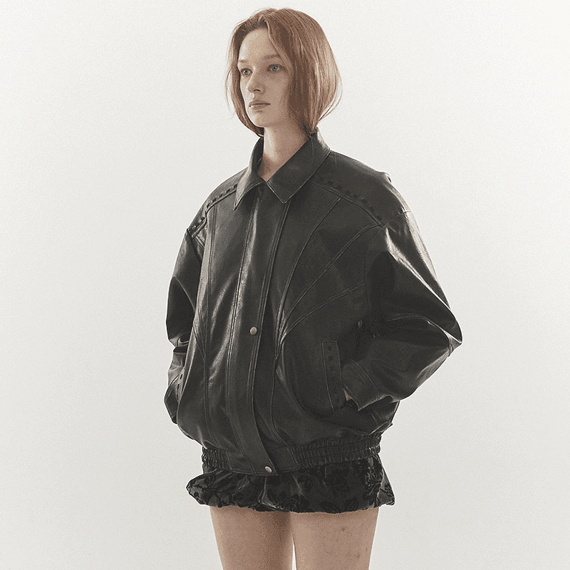 [DODE] GWEN VEGAN LEATHER BOMBER JUMPER_BLACK