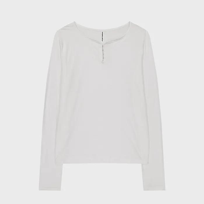 HOOK HENRY NECK LONG SLEEVE T-SHIRT-IVORY