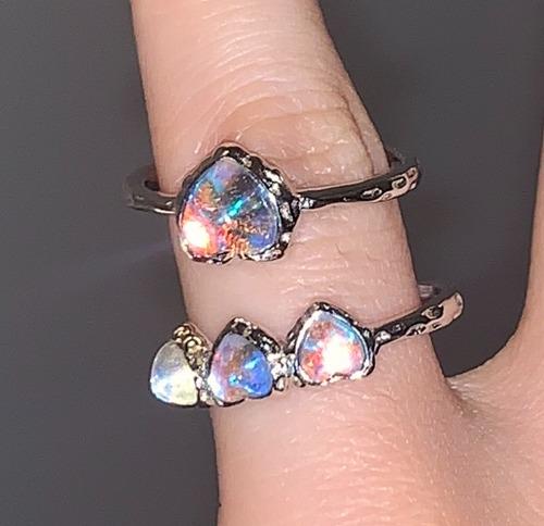 와이알유디 블루오로라 원석 하트 실버925 반지 (2디자인)