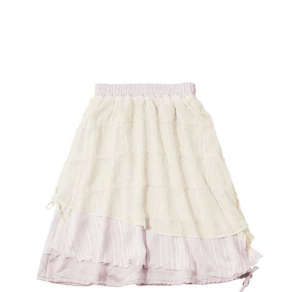 CHIFFON LAYERED BANDING SKIRT (PURPLE)
